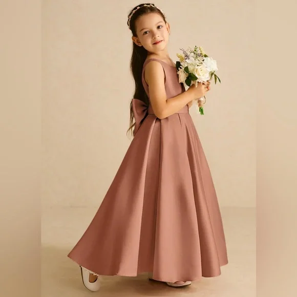 Azazie A-Line Bow Matte Satin Dress - Picture 4 of 9